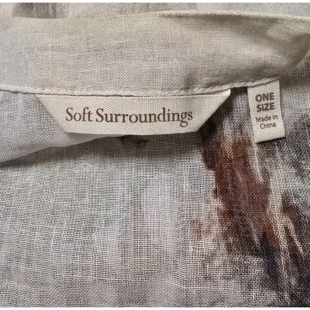 Soft Surroundings Womens Kimono Style Cardigan One Size Watercolor Linen Blend - Picture 5 of 8